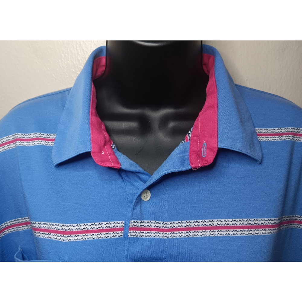 Vintage 90s Tail Women’s XL Polo Shirt Striped Short Sleeve Blue Relax Fit - Picture 3 of 10